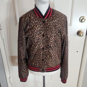 R 13 Leopard Print Bomber Jacket